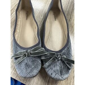 Zigi Soho Taite ballet flats quilted velvet gray light sz 9.5 Med GC read SB15